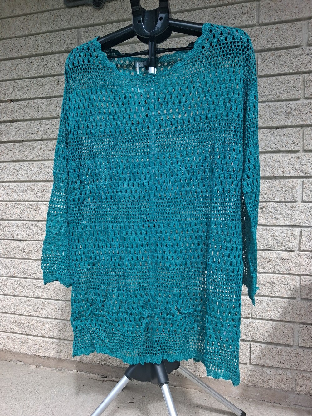 Crochet Swim Cover Up Long Sleeve Mesh Mid-length Beach